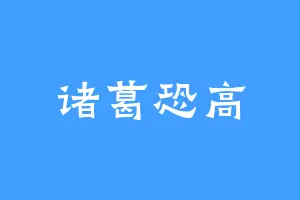 诸葛恐高