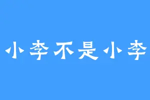 小李不是小李