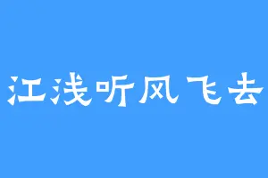 江浅听风飞去