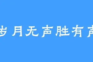 岁月无声胜有声